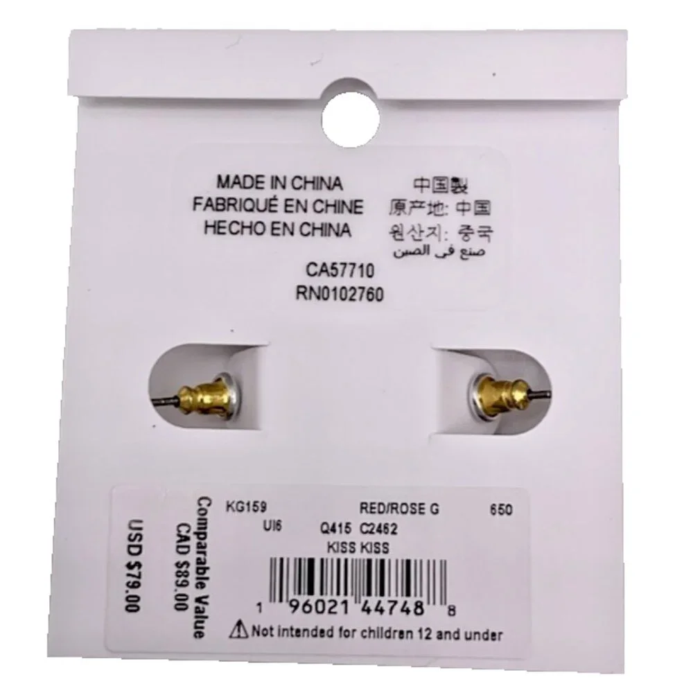 Kate Spade Kiss Kiss Pavé Lips Huggie Earrings in Rose Gold Red Jewelry Gift NEW - Picture 6 of 6